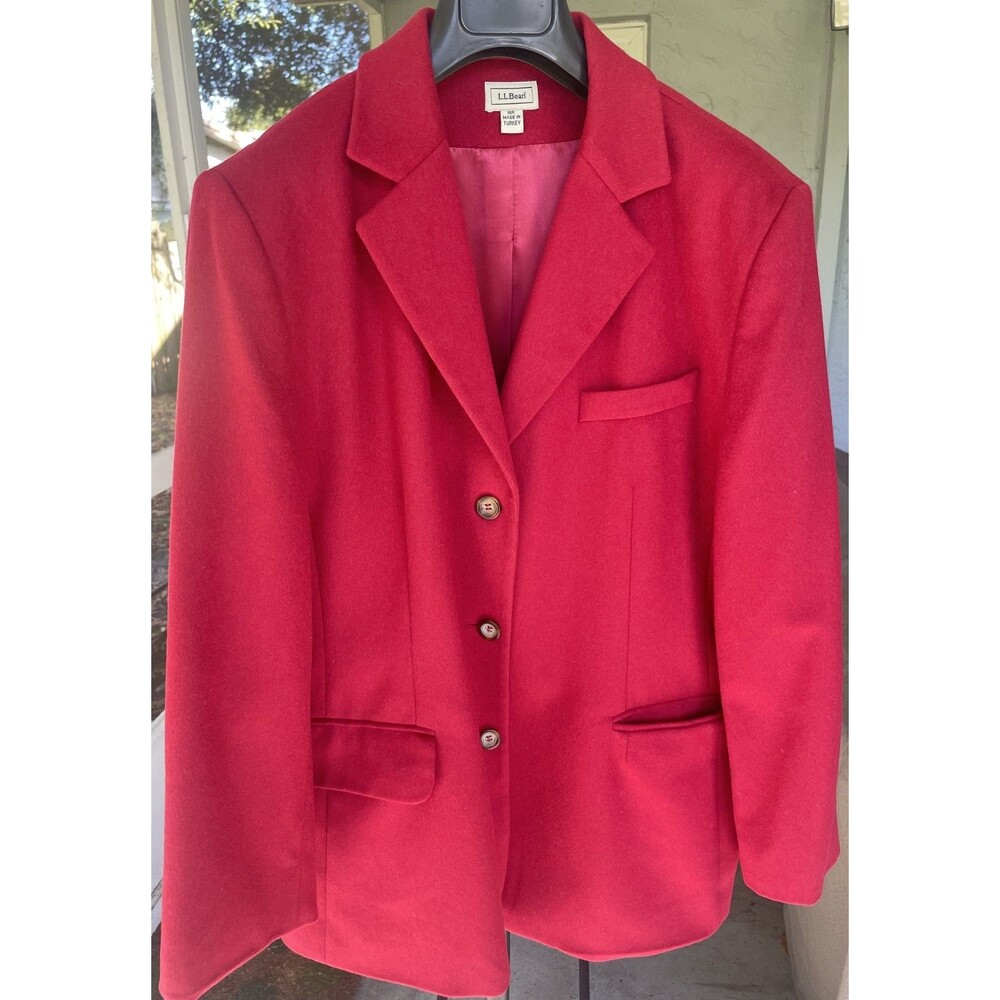 LL Bean 18R Cashmere Wool Blazer Jacket Valentine's Day Red Classic Workwear - Picture 3 of 9